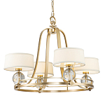 Люстра цвета латунь с 4-мя тканевыми абажурами и стеклянными шарами Quoizel варинант исполнения - 1 | Loft Concept в Нижнем Новгороде