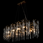 Люстра подвесная прямоугольная с бронзовыми акцентами и прозрачными стеклянными каплями Droplet Chandelier варинант исполнения - 4 | Loft Concept в Нижнем Новгороде