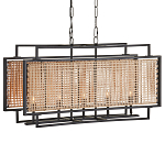 Люстра прямоугольной формы с чёрным каркасом и вставкой из плетеного материала Cage for Light варинант исполнения - 4 | Loft Concept в Нижнем Новгороде