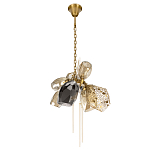 Люстра подвесная со стеклянными плафонами из дымчатого и золотистого с тремя вертикальными подвесками Gilded Mirage  варинант исполнения - 5 | Loft Concept в Нижнем Новгороде