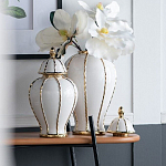 Ваза с золотыми полосами на белом фоне Chinoiserie Ceramics варинант исполнения - 2 | Loft Concept в Нижнем Новгороде