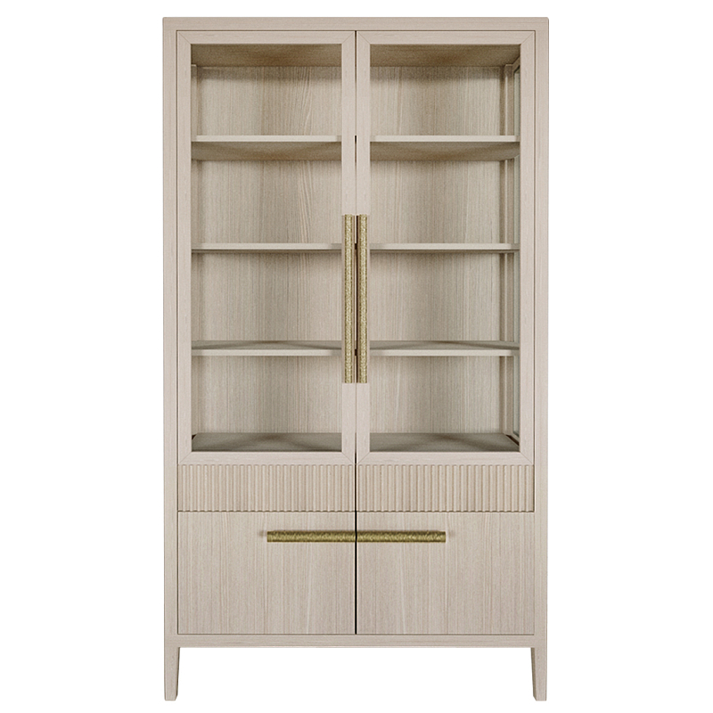 Витрина Primo со стеклянными фасадами и буфетом шпон Светлый дуб Древесина Золотой в Нижнем Новгороде | Loft Concept 