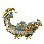 Чаша голубого цвета с оранментом и и бронзовыми фигурами леопардов Eden Garden варинант исполнения - 1 | Loft Concept в Нижнем Новгороде