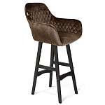 Барный стул со спинкой и подлокотниками на 4-х черных ножках Douglas Rhombus Коричневый Велюр варинант исполнения - 1 | Loft Concept в Нижнем Новгороде