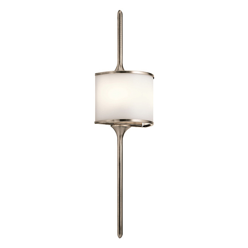 Бра вертикальное с белым полукруглым плафоном и длинным стержнем L Kichler Хром Белый Латунь Серебряный в Нижнем Новгороде | Loft Concept 