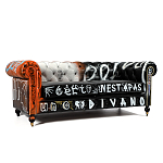 Диван Честерфильд граффити graffiti Orange Sofa натуральная кожа варинант исполнения - 1 | Loft Concept в Нижнем Новгороде