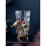 Ваза стеклянная прозрачная с бронзовым основанием в виде ветвей и фарфоровыми птичками Eden Garden варинант исполнения - 3 | Loft Concept в Нижнем Новгороде