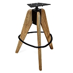 Барный стул со спинкой и металлической подставкой на 3-х деревянных ножках Горчичный Велюр Vendramin Chair варинант исполнения - 4 | Loft Concept в Нижнем Новгороде