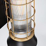 Настенный фонарь цилиндрической формы с рифленым стеклом в золотом каркасе на черном прямоугольном основании Eurofase варинант исполнения - 3 | Loft Concept в Нижнем Новгороде