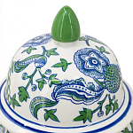 Ваза с крышкой и зелено-голубым рисунком на белом фоне 51 см Blue & White Ornament варинант исполнения - 3 | Loft Concept в Нижнем Новгороде