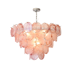 Люстра с каскадом из круглых розовых стеклянных дисков Pink Light Waterfall варинант исполнения - 4 | Loft Concept в Нижнем Новгороде