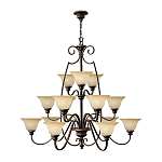 Люстра трехъярусная бронзового цвета с 15-ю кремовыми плафонами в форме чаш Hinkley варинант исполнения - 2 | Loft Concept в Нижнем Новгороде