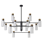 Люстра потолочная с 16-ю цилиндрическими плафонами из стекла и черным каркасом Noir Poise варинант исполнения - 1 | Loft Concept в Нижнем Новгороде