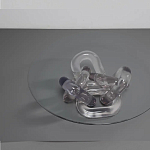 Дизайнерский журнальный стол с круглой прозрачной столешницей и основанием в виде цепи Hua Wang варинант исполнения - 2 | Loft Concept в Нижнем Новгороде