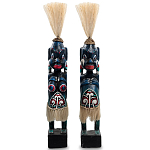 Комплект из 2-х деревянных статуэток Asmat Straw Headdress Statuettes Blue Red варинант исполнения - 4 | Loft Concept в Нижнем Новгороде