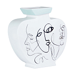Ваза плоская белая с абстрактными черными линиями в форме лиц Faces of Imagination варинант исполнения - 1 | Loft Concept в Нижнем Новгороде