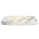 Обеденный стол с прямоугольной столешницей из стекла на черных металлических ножках White Marble варинант исполнения - 3 | Loft Concept в Нижнем Новгороде