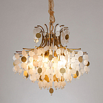 Люстра подвесная с белыми и золотыми круглыми подвесками Диаметр 70 см SHELL Chandelier варинант исполнения - 2 | Loft Concept в Нижнем Новгороде