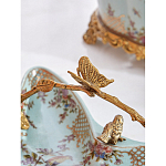 Блюдо из голубого фарфора с бронзовой ручкой в виде ветки Blue Garden варинант исполнения - 5 | Loft Concept в Нижнем Новгороде