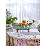 Чаша из голубого фарфора на бронзовых ножках с рисунком цветов и фигурками стрекоз Blue Garden варинант исполнения - 2 | Loft Concept в Нижнем Новгороде