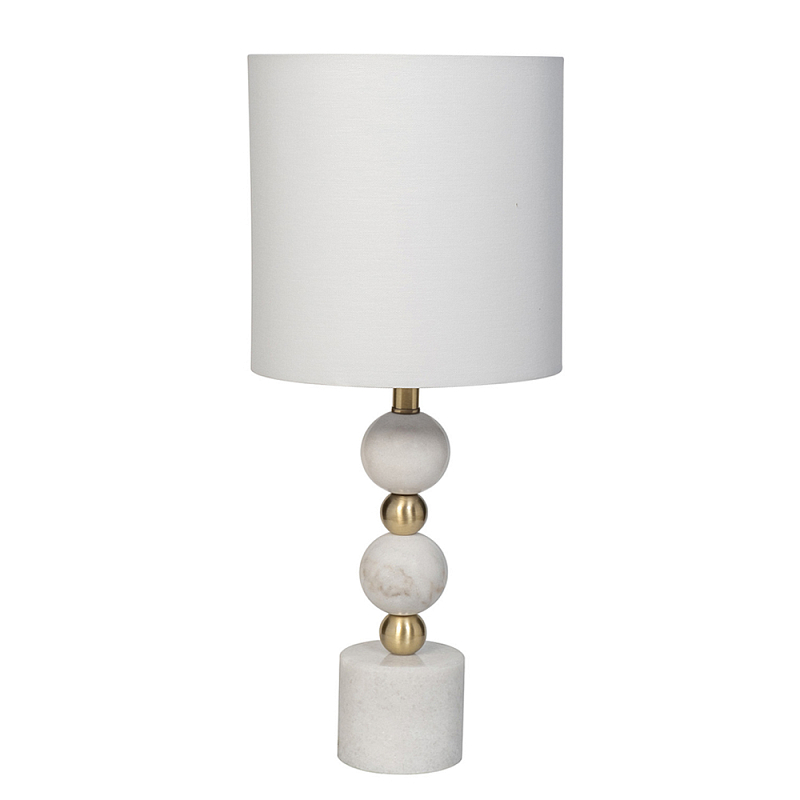 Лампа настольная с каркасом из мраморных шаров и белым абажуром Floor lamp Jewelry Белый Золотой Лампа настольная с каркасом из мраморных шаров и белым абажуром Floor lamp Jewelry Белый Золотой в Нижнем Новгороде | Loft Concept