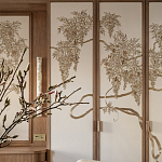 Обои с вышивкой ручной работы Deco Wisteria ﻿Midas colourway on Liso Pearl wool sateen варинант исполнения - 3 | Loft Concept в Нижнем Новгороде