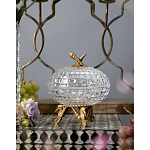 Конфетница прозрачная стеклянная на бронзовых ножках в виде морских коньков с крышкой в виде ракушки Eden Garden варинант исполнения - 3 | Loft Concept в Нижнем Новгороде