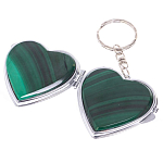 Зеркало брелок складное двухстороннее в форме сердца из натурального камня Малахит Stone Mirrors варинант исполнения - 2 | Loft Concept в Нижнем Новгороде