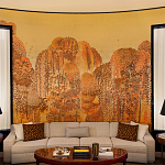 Обои ручная роспись в стиле Арт-деко Hippolyta’s Forest Colourway 263 on Deep Rich Gold gilded paper варинант исполнения - 1 | Loft Concept в Нижнем Новгороде