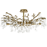 Потолочная люстра в виде ветвей деревьев золотого цвета с прозрачными подвесками-каплями Droplet Chandelier варинант исполнения - 1 | Loft Concept в Нижнем Новгороде