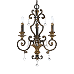 Люстра с подвесками из прозрачного стекла на кованом каркасе бронзового цвета в классическом стиле Quoizel варинант исполнения - 11 | Loft Concept в Нижнем Новгороде