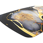 Обеденный стол с прямоугольной черно-золотой столешницей из стекла на 4-х металлических ножках Gold and Black Marble варинант исполнения - 4 | Loft Concept в Нижнем Новгороде