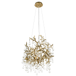Подвесная люстра в виде ветвей деревьев золотого цвета с прозрачными подвесками-каплями 8 и 14 ламп Droplet Chandelier варинант исполнения - 4 | Loft Concept в Нижнем Новгороде