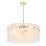 Люстра подвесная круглая с прозрачными рельефными стеклянными вставками и золотым основанием Textured Glass Chandelier варинант исполнения - 3 | Loft Concept в Нижнем Новгороде