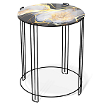 Стол журнальный круглый со столешницей из стекла Gold and Black Marble варинант исполнения - 1 | Loft Concept в Нижнем Новгороде