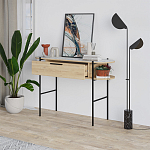 Консоль напольная деревянная с выдвижным ящиком и 2-мя полками со столешницей цвета белый мрамор OTIS CONSOLE OAK варинант исполнения - 2 | Loft Concept в Нижнем Новгороде