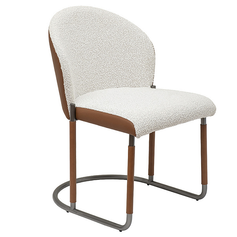 Стул мягкий с обивкой из рогожки и экокожи Contrasting Performance Кремовый Терракотовый в Нижнем Новгороде | Loft Concept 