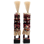 Комплект из 2-х деревянных статуэток Asmat Straw Headdress Statuettes Red Tattoo варинант исполнения - 1 | Loft Concept в Нижнем Новгороде