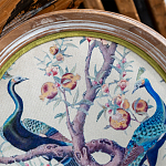 Барный стул из массива бука с изображением птиц и цветов  Beige Green Chinoiserie Garden Chair варинант исполнения - 4 | Loft Concept в Нижнем Новгороде