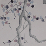 Обои ручная роспись Plum Blossom Special Colourway on Lilac Hint dyed silk варинант исполнения - 3 | Loft Concept в Нижнем Новгороде