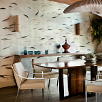 Обои ручная роспись Fishes Blue Pearl on Tarnished Silver gilded silk with pearlescent antiquing варинант исполнения - 4 | Loft Concept в Нижнем Новгороде