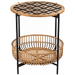Круглый кофейный стол с плетеной столешницей и полкой Norberta Wicker Coffee Table варинант исполнения - 1 | Loft Concept в Нижнем Новгороде