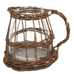 Кашпо стеклянное в плетёной корзине Mistress варинант исполнения - 1 | Loft Concept в Нижнем Новгороде
