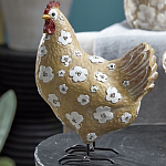 Статуэтка курица с белым цветочным узором и металлическими ножками Rustic Chicken варинант исполнения - 3 | Loft Concept в Нижнем Новгороде