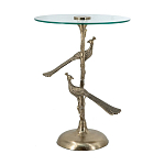 Столик с круглой стеклянной столешницей и корпусом в виде двух павлинов на ветке Table Two Peacocks варинант исполнения - 4 | Loft Concept в Нижнем Новгороде