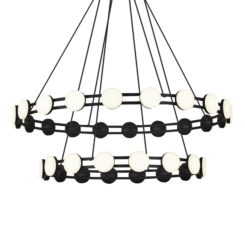 Люстра двухъярусная с круглыми светодиодными источниками света Maxine Light Черный Золотой Белый в Нижнем Новгороде | Loft Concept 