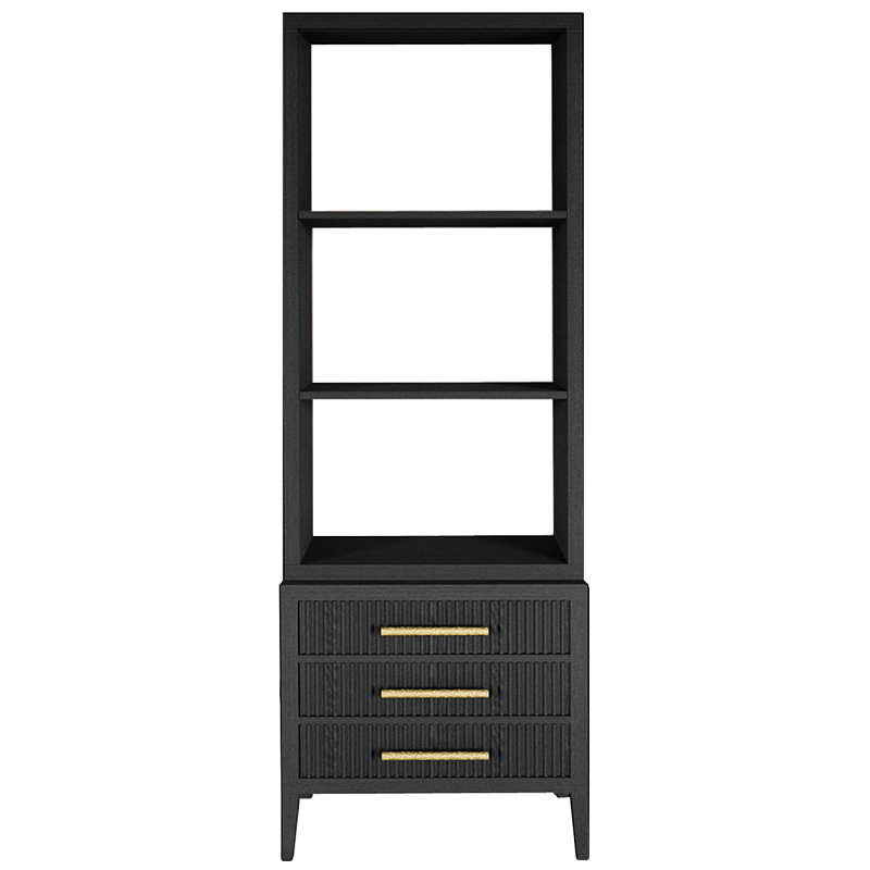 Этажерка Primo с ящиками шпон Черный дуб Черный Золотой в Нижнем Новгороде | Loft Concept 