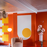 Обои ручная роспись Chez Nina by India Mahdavi Lantana colourway on Arancio dyed silk варинант исполнения - 5 | Loft Concept в Нижнем Новгороде