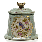 Шкатулка голубого цвета с рисунком и состаренным эффектом Eden Garden варинант исполнения - 1 | Loft Concept в Нижнем Новгороде