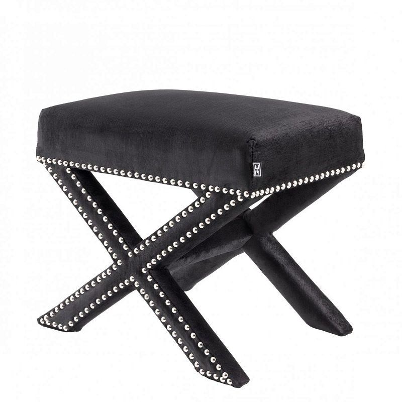 Оттоманка Eichholtz Stool Perugia Black Черный Никель в Нижнем Новгороде | Loft Concept 